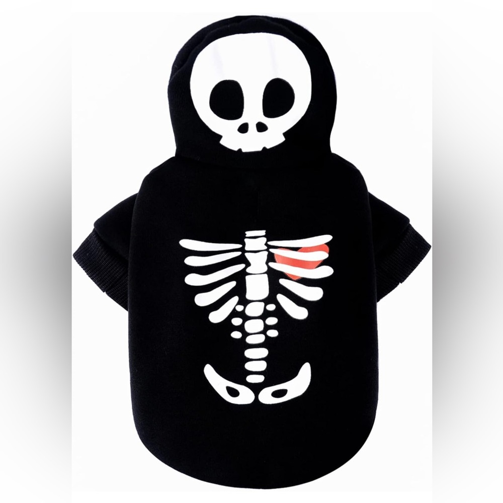 Skeleton Puppy/Toy Dog Hoodie, Black